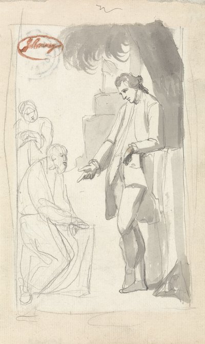 Pierson őrnagy és a Brahman (szürke mosás és grafit fektetett papíron) (lásd: 153906) alkotó: George Romney