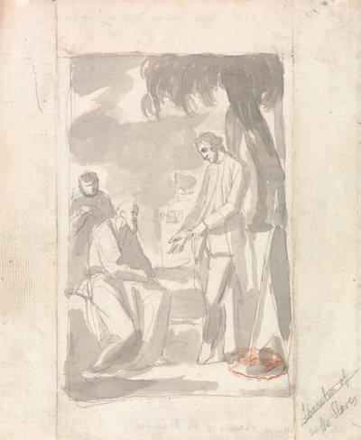 Pierson őrnagy és a Brahman (szürke mosás fektetett papíron) (lásd: 153905) alkotó: George Romney