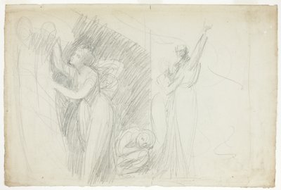 Prospero, Miranda és Caliban a The Tempestből alkotó: George Romney