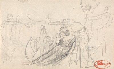 Fekvő alak gyermekekkel és más figurákkal alkotó: George Romney