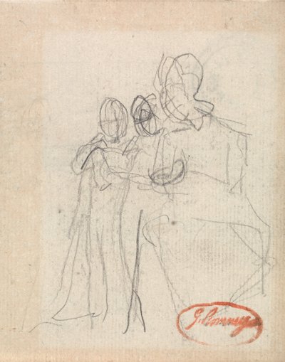 Ülő alak két gyermekkel alkotó: George Romney