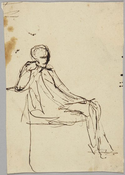 Ülő férfi alak, portrévázlat alkotó: George Romney