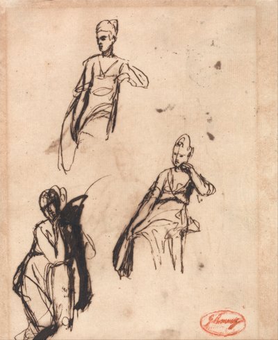 Ülő nő: Három póz alkotó: George Romney