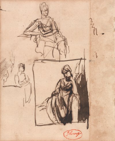 Ülő nő: három póz alkotó: George Romney