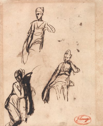 Ülő nő: három póz alkotó: George Romney