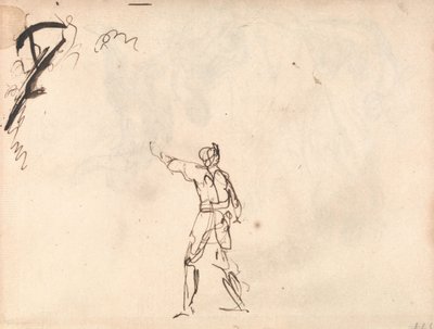 Álló alak felemelt karral, valószínűleg Macbeth alkotó: George Romney