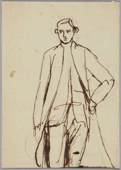 Álló férfi alak, bal keze a csípőjén, portrévázlat alkotó: George Romney