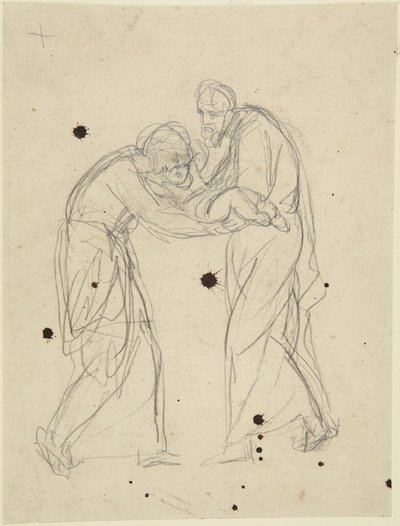 Álló férfi- és női alakok, akik csecsemőt tartanak a karjukban alkotó: George Romney