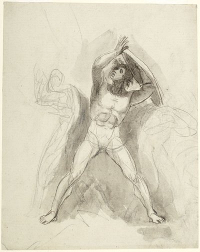 Álló férfi akt pajzzsal alkotó: George Romney