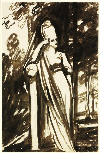 Egy oszlop mellett álló nő alkotó: George Romney