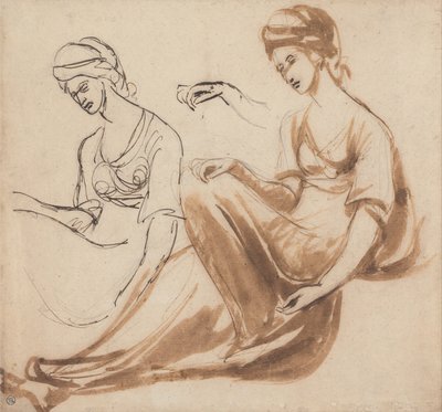 Tanulmányok egy ülő nő alkotó: George Romney