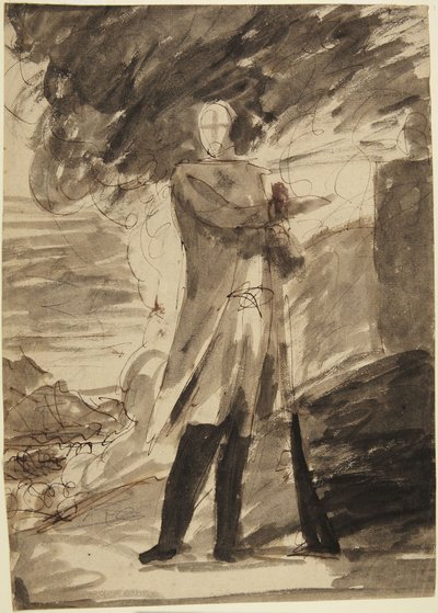 Vázlat egy fegyvert tartó férfi teljes alakos portréjához alkotó: George Romney