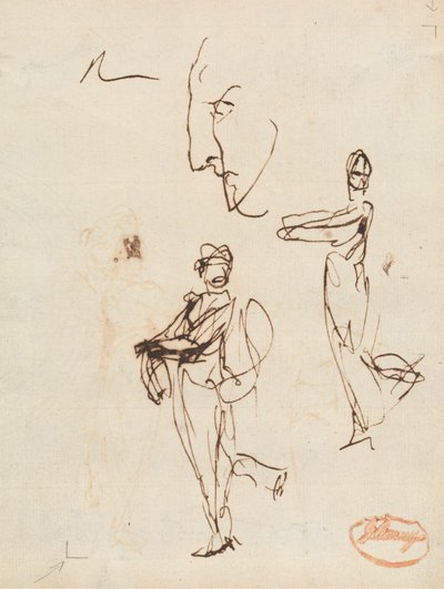 Két figura és egy arc tanulmányozása alkotó: George Romney
