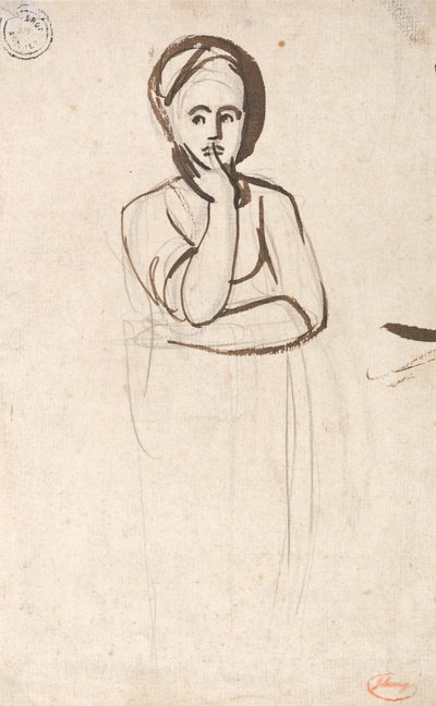 Egy elgondolkodó nő ábrázolása alkotó: George Romney