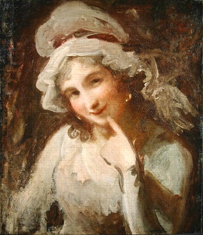 Tanulmány egy mosolygó fiatal nőről (olaj, vászon) alkotó: George Romney