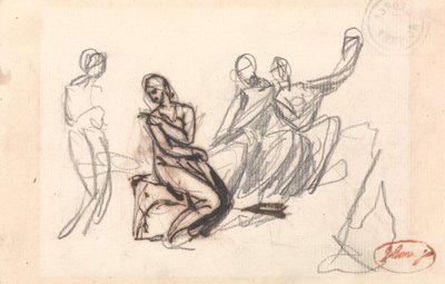 Három ülő alak és egy álló alak alkotó: George Romney