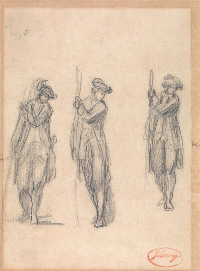 Három vázlat egy egyenruhás férfiról alkotó: George Romney