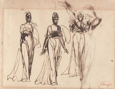 Három tanulmány egy álló nőről, valószínűleg Kirké alkotó: George Romney