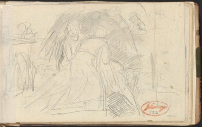 Két alak, akik egy földön fekvő alakot emelnek fel alkotó: George Romney