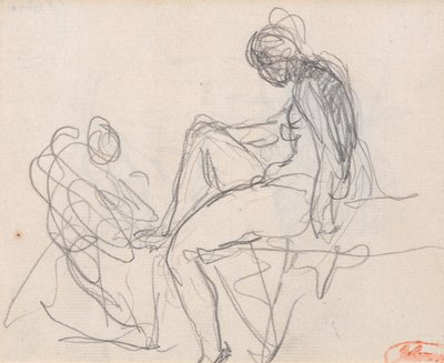 Két alak: Valószínűleg Diana fürdőjéhez alkotó: George Romney