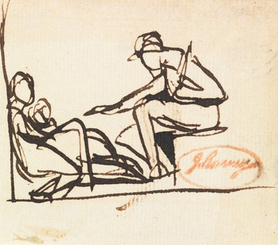 Két ülő alak alkotó: George Romney