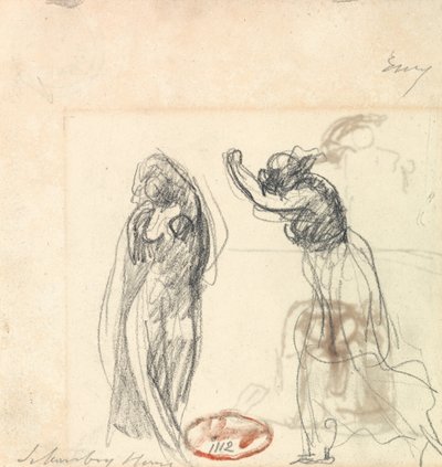 Két női alak vázlata alkotó: George Romney