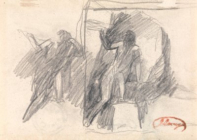 Két vázlat egy félig térdelő alakról alkotó: George Romney