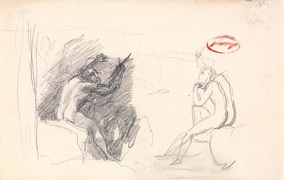 Két vázlat egy ülő férfiaktról, hátulról nézve alkotó: George Romney