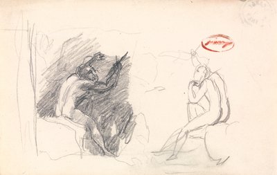 Két vázlat egy ülő férfi aktról, hátsó nézetből alkotó: George Romney