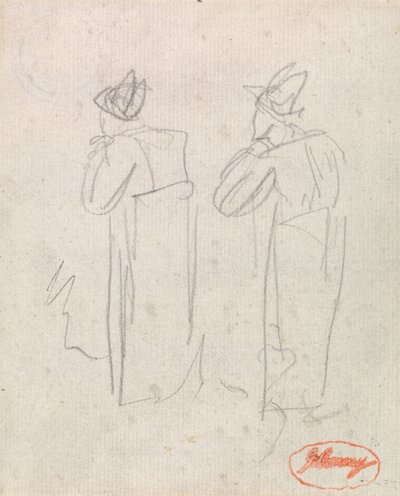 Két magas kalapot viselő, álló alak alkotó: George Romney