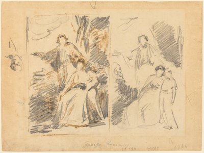 Két vázlat a Warren-család portréjához alkotó: George Romney