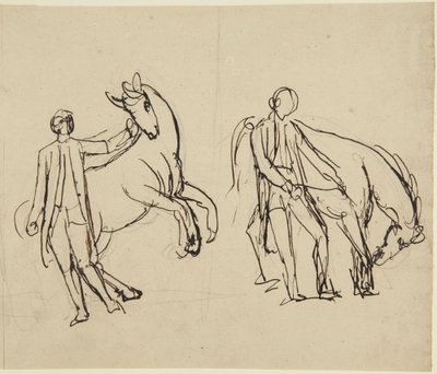 Két vázlat egy lóval ábrázolt férfi portréjához alkotó: George Romney
