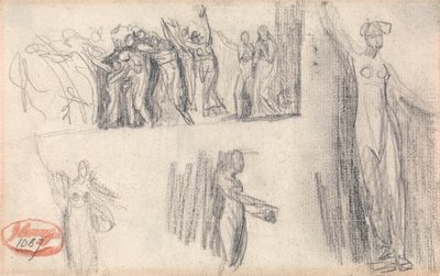 Menekülő nők és gyermekek és három vázlat egy álló női alakról alkotó: George Romney