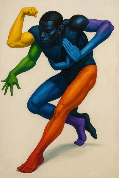 Az identitás lendülete, 2025 (akril, vászon) alkotó: George Rosaly