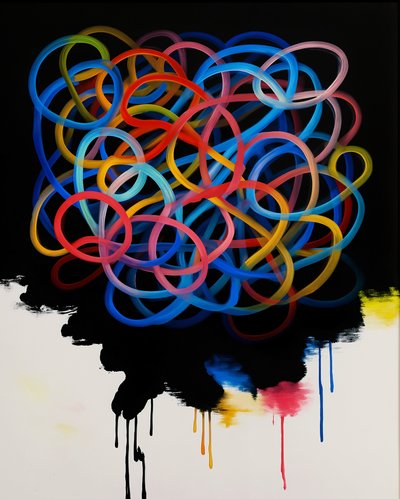 Tangled Harmony, 2025 (akril, vászon) alkotó: George Rosaly