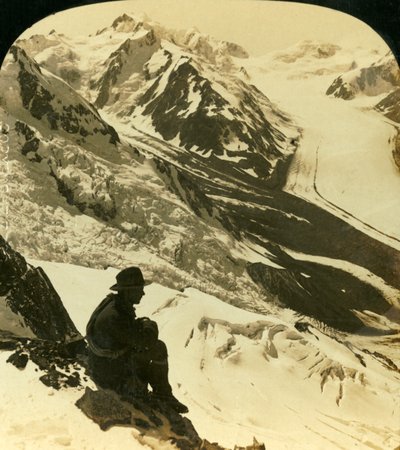 A Tasman és Rudolph gleccserek, Déli-Alpok, Új-Zéland, 1909. alkotó: George Rose