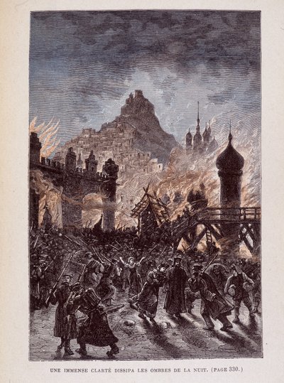 Óriási tisztaság oszlatta el az éjszaka árnyait (330. oldal) Jules Verne „Michel Strogoff” című művében. alkotó: George Roux