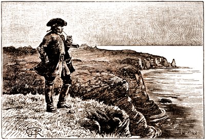 Billy Bones kapitány figyeli a kalózok érkezését... alkotó: George Roux