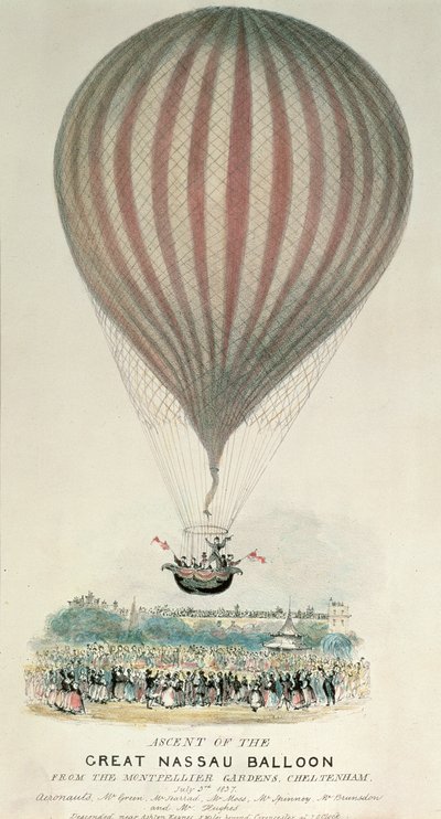 A Great Nassau Balloon felemelkedése, Montpellier Gardens, 1837. július 3. alkotó: George Rowe