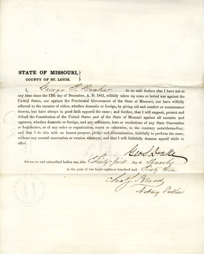 George S. Drake hűség esküje Missouri államból, St. Louis megyéből alkotó: George S. Drake