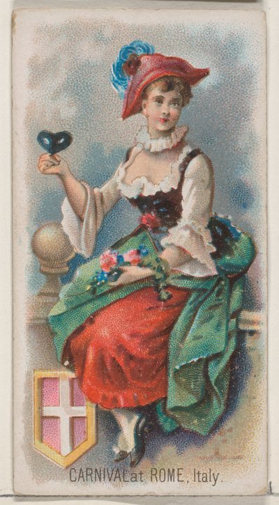 Karnevál Rómában, Olaszországban, a Holidays N80 sorozatból Duke márkájú cigarettákhoz, 1890., 1890. alkotó: George S. Harris and Sons