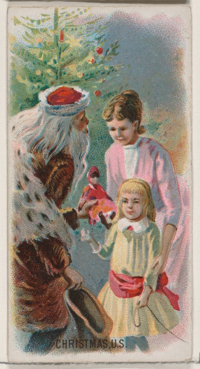 Karácsony, Egyesült Államok, a Holidays N80 sorozatból Duke márkájú cigarettákhoz, 1890., 1890. alkotó: George S. Harris and Sons