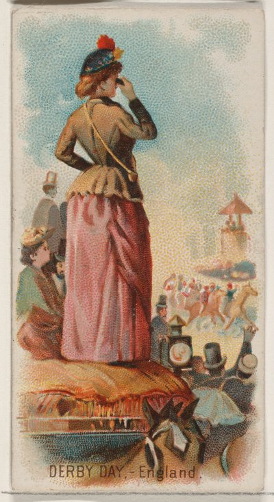 Derby Day, Anglia, a Holidays N80 sorozatból Duke márkájú cigarettákhoz, 1890., 1890. alkotó: George S. Harris and Sons