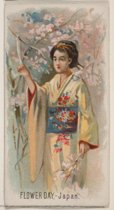 Flower Day, Japán, a Holidays N80 sorozatból, Duke márkájú cigarettákhoz, 1890., 1890. alkotó: George S. Harris and Sons