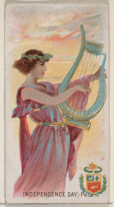 A függetlenség napja, Peru, a Holidays N80 sorozatból a Duke márkájú cigarettákhoz, 1890., 1890. alkotó: George S. Harris and Sons
