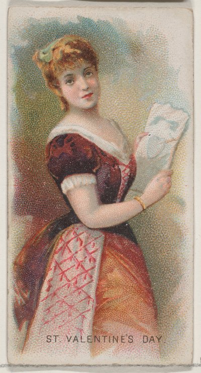 Szent Valentin-nap, Egyesült Államok, a Holidays sorozatból, az N80 Duke márkájú cigarettához..., 1890. alkotó: George S. Harris and Sons