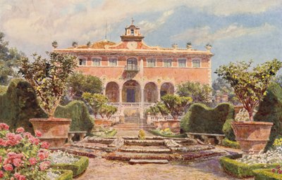 Olasz kertek: Villa di Caniparola (színes litográfia) alkotó: George Samuel Elgood