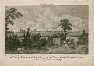 Kilátás Londonra és Westminsterre, a Princes Head felől, Battersea, Surrey alkotó: George Samuel Elgood