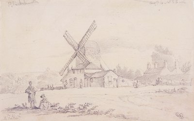 Kilátás a malomra szélmalommal a Blackheath-en, Greenwichben, Londonban, 1833 alkotó: George Shepheard