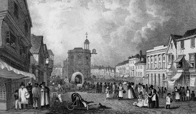 High Street, Maidstone, A Market Day, vésette S. Lacey, megjelent 1832 alkotó: George Shepherd